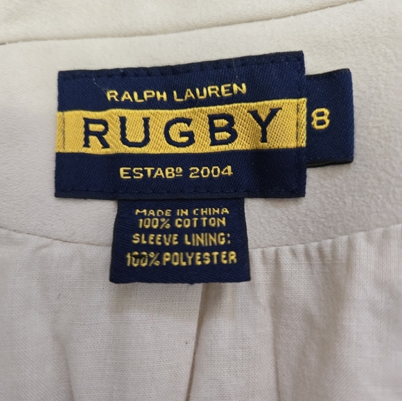 RALPH LAUREN RUGBY Cream Cotton Blazer Jacket. Size 8 - Picture 10 of 12